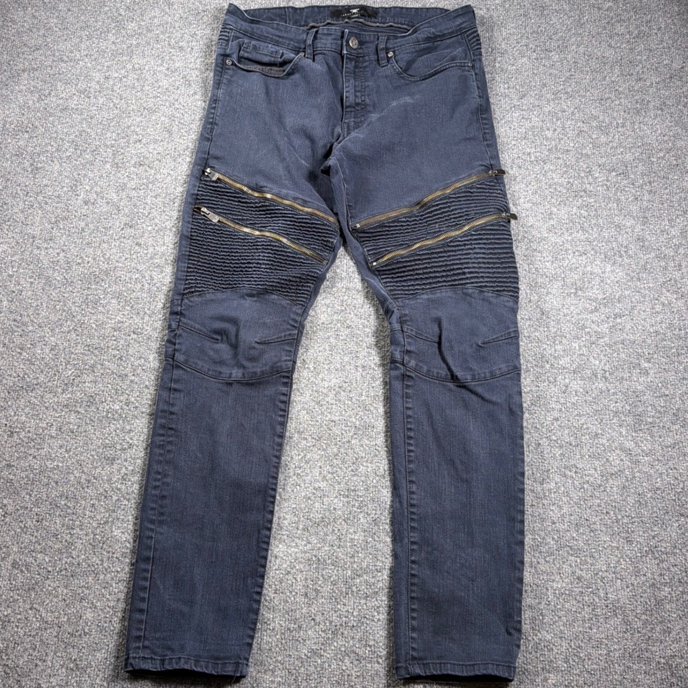 Jordan Craig Aaron Jeans Mens 32x30 Dark Gray Motorcycle Legacy Edition Zippers